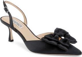 Badgley Mischka Giovanna Slingback Pointed Toe Pump in Black Satin at Nordstrom Rack, Size 8