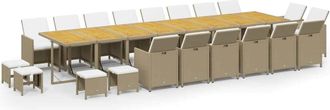 vidaXL Set Comedor De Jard&iacute;n 21 Pzas Con Cojines Rat&aacute;n Sint&eacute;tico Beige Vidaxl