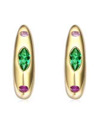 Rachel Glauber 14K Plated Cz Hoop Earrings