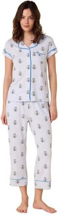 The Cats Pajamas Pima Knit Holiday Capri Set in Queen Bee Blue at Nordstrom, Size X-Small