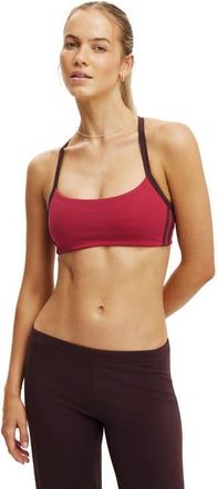 Cotton On Womens Active Ultra Soft Contrast T Bar Crop in Velvet Cherry Italian Plum at Nordstrom, Size Medium