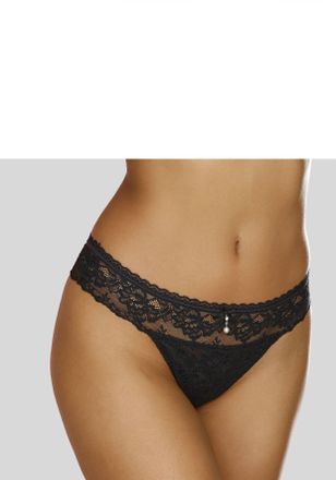 Lascana String LASCANA, Damen, Gr. 48/50, schwarz, Spitze, Obermaterial: 88% Polyamid, 6% Elasthan, 6% Polyester, Unterhosen String, rundum aus zarter Jacquar