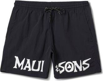 Maui and Sons Stonewave Adventure Drawstring Shorts in Black at Nordstrom, Size Xx-Large