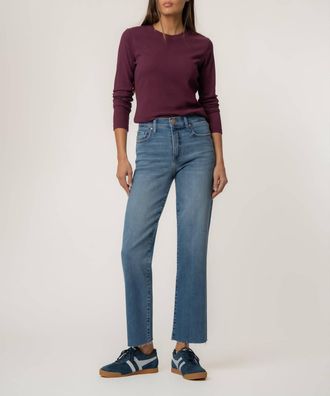 Kut from the Kloth Avery Straight Leg Jeans With Raw Hem In Building Wash