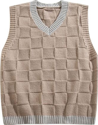 Generic Mens Sleeveless Jumpers & Knitted Gilets Mens Sleeveless Vest Twisted Knitted Pullover Regular Fit Winter Casual Button Tank Top
