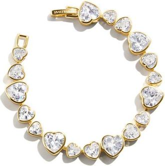 BaubleBar Zadie Heart Tennis Bracelet in Clear/Gold at Nordstrom