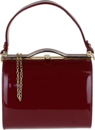 Girly HandBags Womens Patent Faux Leather Clutch Bag Handle Closure Evening Handbag Medium Burgundy