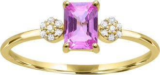 Diamond2Deal 10K Yellow Gold Pink Sapphire and Diamond Engagement Ring ( 0.65Ct)