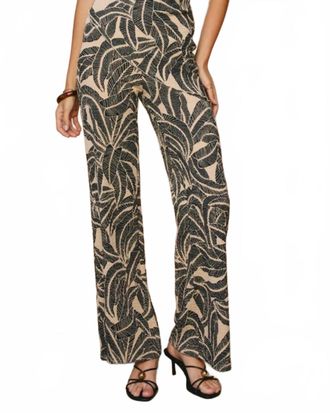 Dress Forum Tropical Leaf Pull On Pants In Midnight Palm