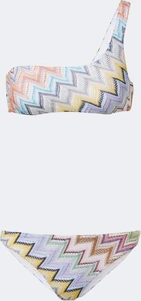 Missoni Zigzag one-shoulder lam&eacute; bikini