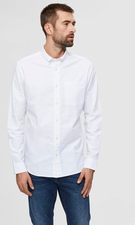 Selected Langarmhemd SELECTED SLHREGRICK-OX SHIRT LS NOOS, Herren, Gr. XXL, N-Gr, weiss (wei&szlig;), Web, Obermaterial: 97% Baumwolle, 3% Elasthan, unifarben, regul