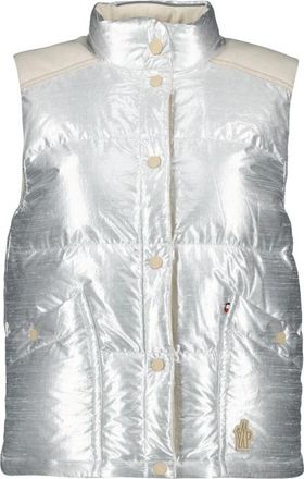 Moncler Mouwloze Pinchot Lam&eacute; Jas - Dames - Bodywarmers - Grijs - M - Jassen
