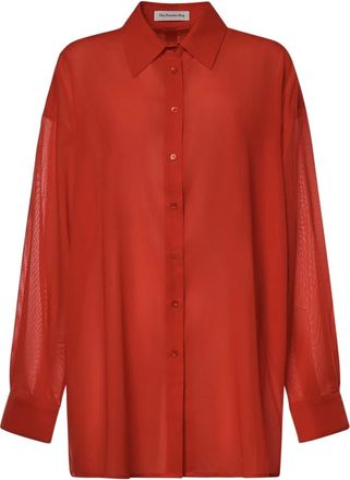 Frankie Shop Melia Shirt met open rug - Dames - Overhemden - Rood - S - Katoen - Overhemden