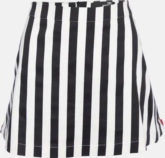 Love Moschino Black & White Striped Cotton Contrast Zip Detail Mini Skirt