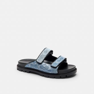 Coach Double Banded Sandal In Signature Denim