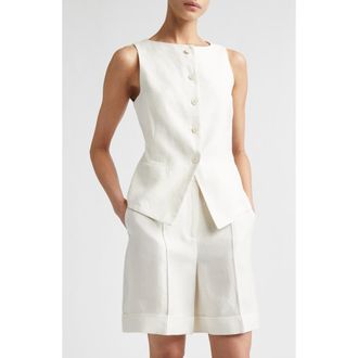 Eleventy Linen Blend Bateau Neck Vest in Vory at Nordstrom, Size 00 Us