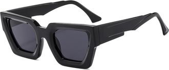 Generic Mens Square Sunglasses Womens Driving Commuting Outdoor Sun Glasses(Black)