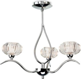 Netlighting Lisbon 3 Light Semi Flush Multi Arm Ceiling Light Chrome Clear Decorative Glass G9