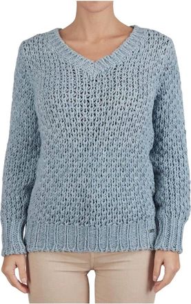 Kiton Textured Kasjmier Zijde Coltrui - Dames - Cashmere truien - Blauw - XS - Kasjmier - Truien & Vesten