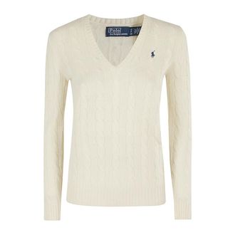 Ralph Lauren Stijlvolle Pullover Sweater voor Mannen - Dames - V-hals truien - Wit - S - Wol - Truien & Vesten