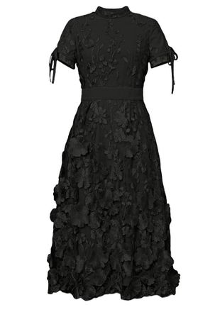 Chic Star Womens 3D Embroidery Applique Dress, Black, S