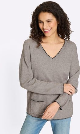 Heine Strickpullover HEINE Pullover, Damen, Gr. 34, taupe, meliert, 50% Viskose, 28% Polyester, 22% Polyamid, meliert, unifarben, Pullover Strickpullover