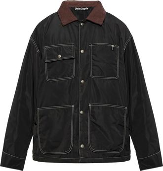 Palm Angels Gepolsterd jack met logo-applicatie - Heren - Jassen - Zwart - Maat: L Leer
