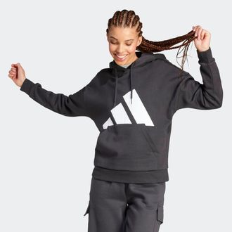 adidas Kapuzensweatshirt ADIDAS SPORTSWEAR W BL FL HD, Damen, Gr. XL, schwarz-weiss (schwarz, wei&szlig;), Obermaterial: 55% Baumwolle, 36% Polyester, 9% Viskose, 