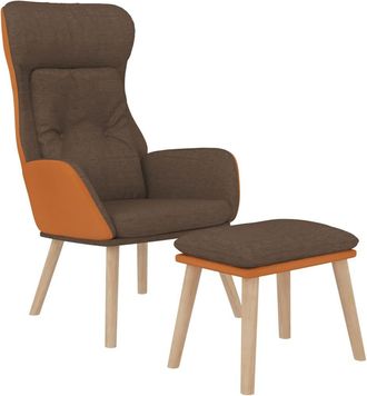 vidaXL Sill&oacute;n De Relax Con Taburete Tela Y Cuero Sint&eacute;tico Marr&oacute;n Vidaxl