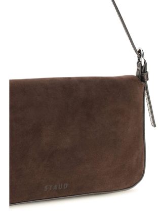 Staud Womens Shoulder Bag Harlow Espresso Calf Leather