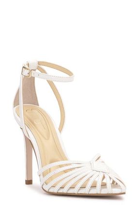 Jessica Simpson Paveri Ankle Strap Pointed Toe Pump in White at Nordstrom, Size 9.5