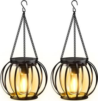 OEM Luces Solares Para Jard&iacute;n Exterior, 2 Faroles Solares De Metal Para Exterior Con Bombilla Led, Impermeables Ip65, Decoraci&oacute;n De Jard&iacute;n Exterior Con Ga