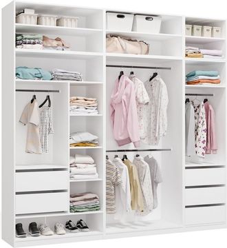 Topeshop Openo Conjunto 260/250 - Armario Modular - Cajones Barras Estantes - 260x250x50 Cm - Blanco