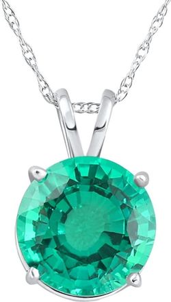 Pompeii3 2.70Ct Round Green Emerald Solitaire Pendant 14k Gold 18 Necklace Lab Grown 9MM