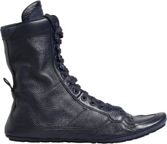 Dolce & Gabbana Dark Blue Deer Leather Mid Calf Boots Mens Shoes