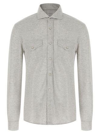 Brunello Cucinelli Gray Cotton Mens Blouse