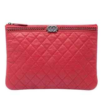 Chanel Pre-owned Leather chanel-bags - Dames - Pre-owned - Rood - Maat: ONE Size Leer