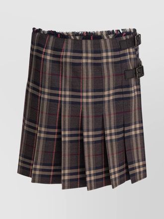 Burberry wool checked pleated mini skirt