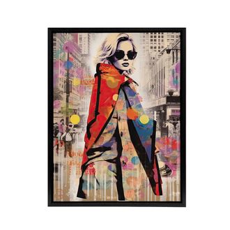 Artery8 New York Fashion Advert Pop Collage Framed Canvas Wall Art Print | Size: W24 x H32
