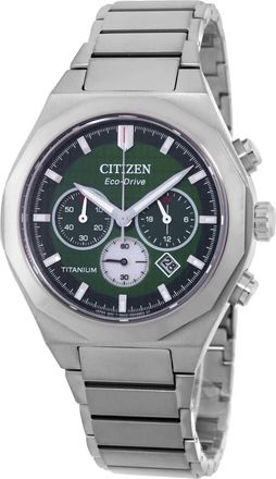 Citizen Zenshin Senkei Chronograph Green Dial Mens Watch CA4691-59X