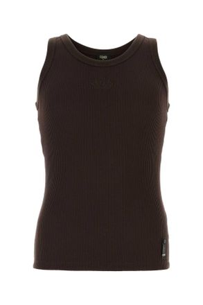 Fendi Brown Stretch Nylon Tanktop