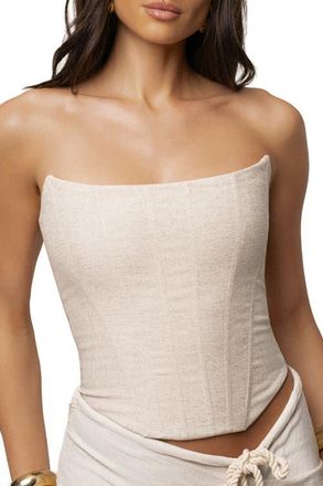 JLUXLABEL Fenix Reversible Linen Corset in Natural at Nordstrom, Size X-Large