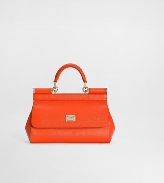 Dolce & Gabbana Mini Sicily Handbag In Calfskin - Woman Handbags Orange Onesize