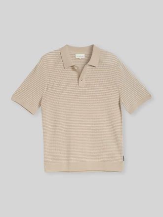 Tom Tailor Regular Fit Poloshirt aus einer Baumwolle in Strickoptik in Beige, Gr&ouml;&szlig;e XXXL