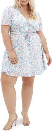 City Chic Cara Floral Print Minidress in Delicate Ditsy at Nordstrom Rack, Size Xs/14W