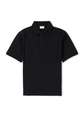 Saint Laurent Logo-Embroidered Cotton-Blend Piqu&eacute; Polo Shirt