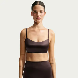 Nike Womens SKIMS Satin Shine Scoop Cami Bra in Brown | IR5083-249