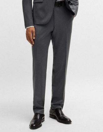 HUGO BOSS Mens H-Lenon Regular-Fit Trousers - Grey - Size: Regular/38/38/32