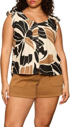 Sanctuary Within Time Floral Button-Up Shirt in Ivory Lotus at Nordstrom, Size 2X
