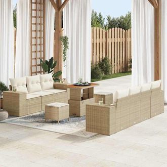vidaXL Vidaxl - Conjunto De Sof&aacute; De Jard&iacute;n 10 Pcs Beige, Crema 90 X 55 X 71 Cm